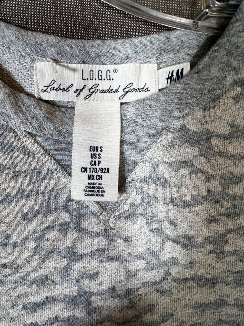 Logg Label Of Graded Goods Sweatshirt Men sGray White Crew Neck Textured Casual - Picture 7 of 8